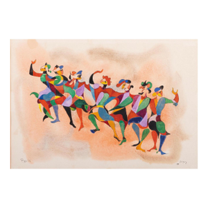 Moi Ver (Moshe Raviv Vorobeichic)Bauhaus Moshe Raviv Moi Ver Abstract Dancing Painting Lithuanian Israeli Modern