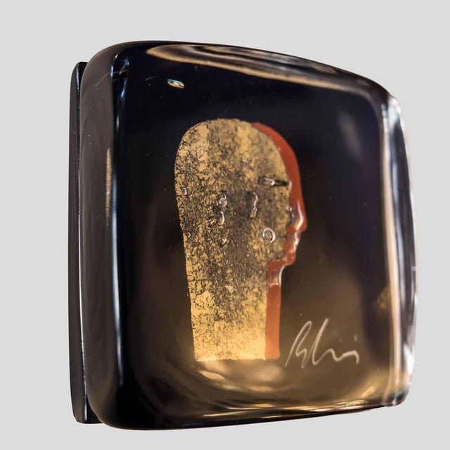 Murano Cobalt Blue Glass Block Sculpture by Silvio Vigliaturo, 2000s For Sale - Image 6 of 11