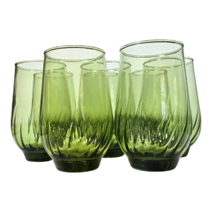 Green Twist Stemless Goblets- Set of Eight