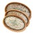 Set of 3 Rattan Mother-of-Pearl Inlaid Oval Trays With Floral Leaf Shapes For Sale