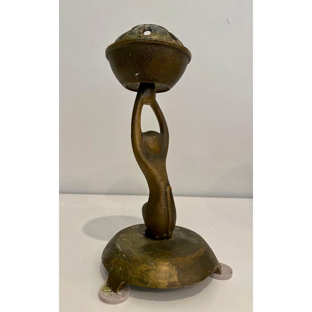 Japanese Vintage Bronze/Brass Japanese Candle Holder For Sale - Image 3 of 12