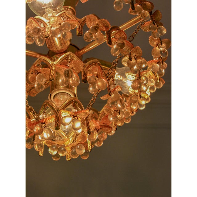 Orange Vintage Murano Glass Fruit Chandelier, 58 Drops, Gilt Metal, 4-Light, 1970s For Sale - Image 8 of 9