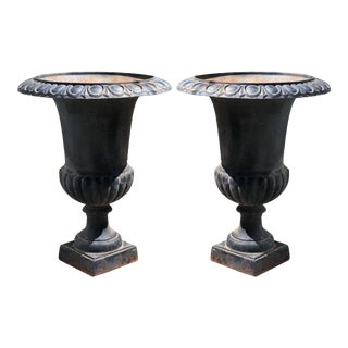 19th Century Cast Iron Planters or Jardinieres - a Pair For Sale