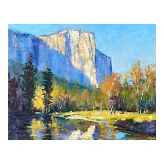 El Capitan in Autumn Gold - Original Oil Painting Landscape For Sale