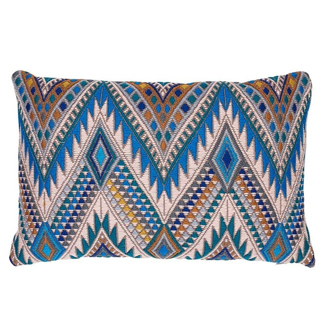 Textile Schumacher Coyolate Lumbar Pillow in Ocean For Sale - Image 7 of 7
