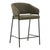 Olive green boucle upholstered counter stool with black iron frame. Modern simple and sleek design with sloped arms for...