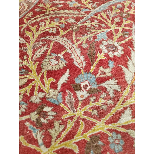 Textile Antique Tabriz Carpet, Handmade Persian Rug in Floral Gold, Red and Beige For Sale - Image 7 of 13