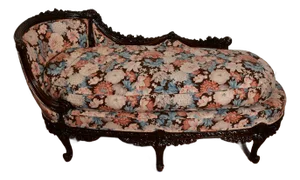 1910 Antique French Louis XV Mahogany Spring-Seat Chaise Lounge / Sofa