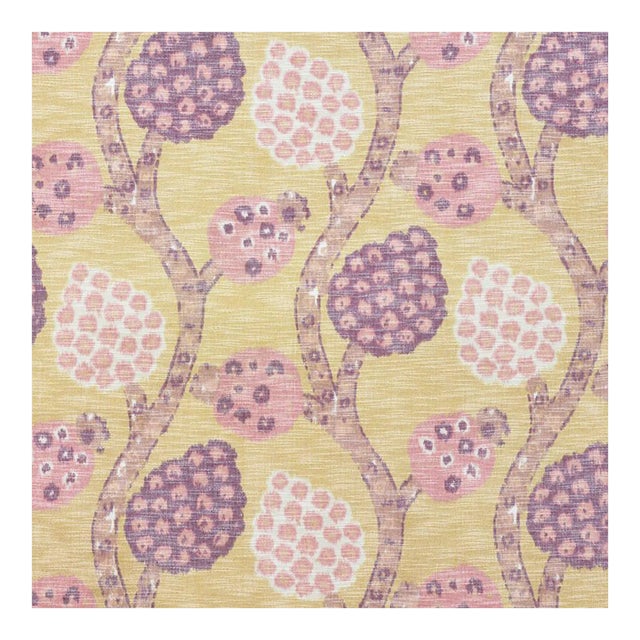 Schumacher Annabel Warp Print Fabric in Gold For Sale