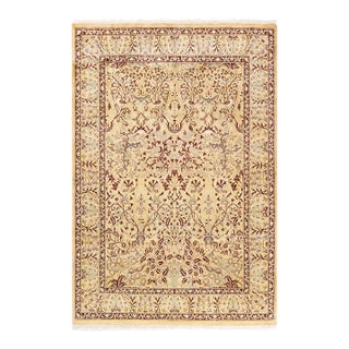 Mogul, One-of-a-Kind Hand-Knotted Area Rug in Yellow, 4' 0" x 5' 10" For Sale