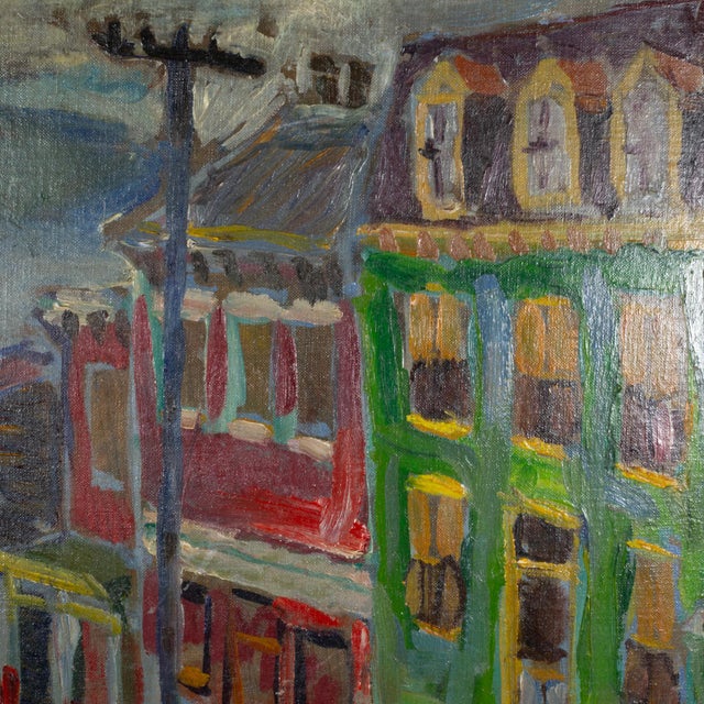 Abstract J W Street Scene, Oil on Canvas/Masonite Painting, Signed, 1940 For Sale - Image 3 of 5