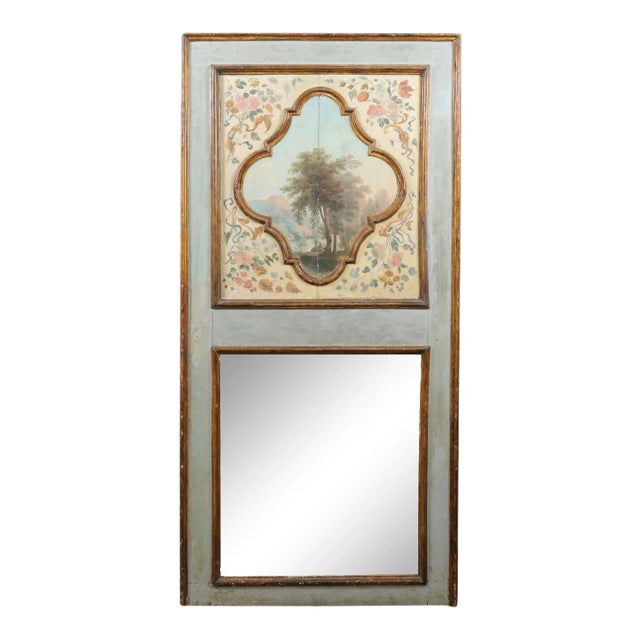 19th Century Italian Mirror with Landscape Painting For Sale