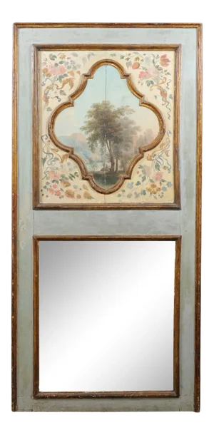 19th Century Italian Mirror with Landscape Painting