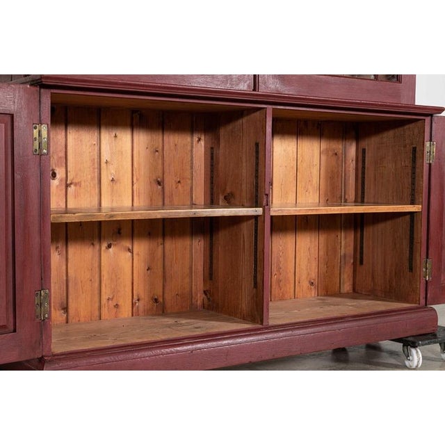Large Antique English Pine Glazed Bookcase, 1890 For Sale - Image 12 of 17