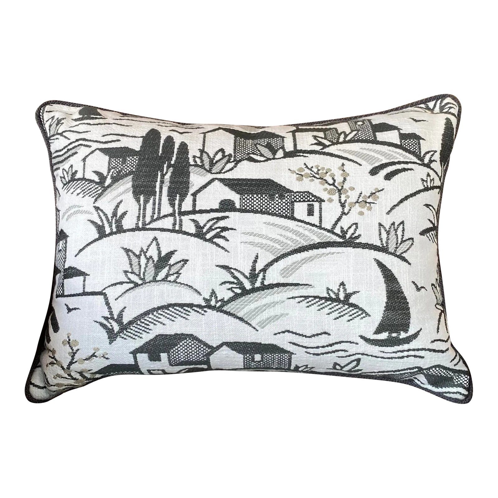 Custom Thibaut Lumbar Pillow Cover in Landmark Inside Out Fabric Chairish