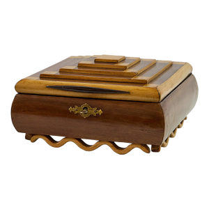 Pyramid Style Wooden Decorative Box With Mirrored Interior