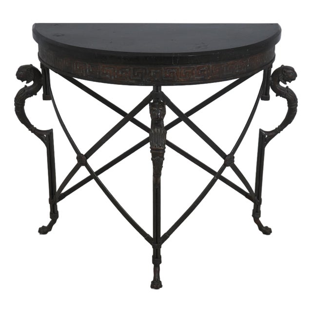Maitland Smith Bronze Base Marble Top Console Table For Sale