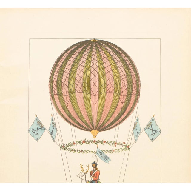 American 1956 "Ascent of Margat on His Cerf Aeronaute Coco, 1817", Large Vintage Offset Lithograph For Sale - Image 3 of 8