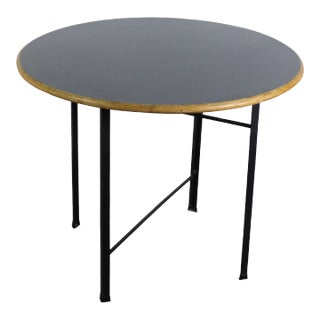1950s Vintage Mid-Century Modern Petite Dining Table With Black Lacquer Top For Sale