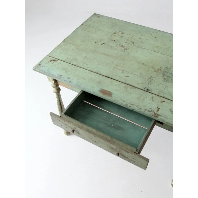 Farmhouse Antique Painted Wood Farmhouse Table For Sale - Image 3 of 13