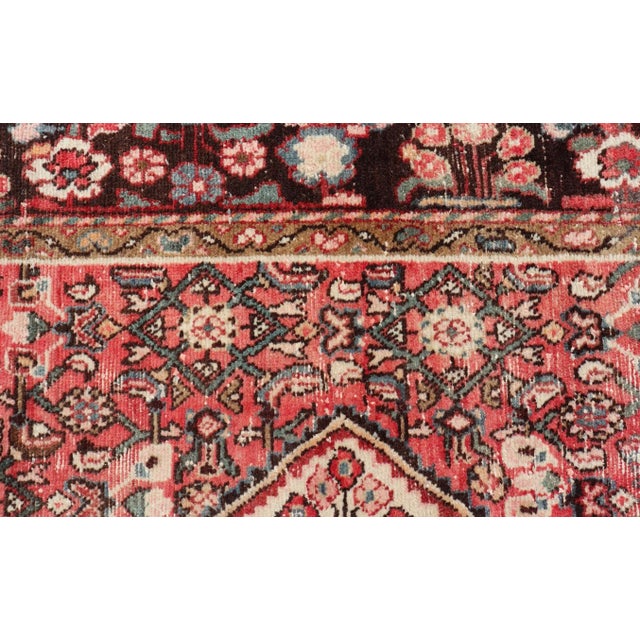 Semi Antique Persian Distressed Hamadan Gallery Rug With Medallion Design For Sale - Image 10 of 12