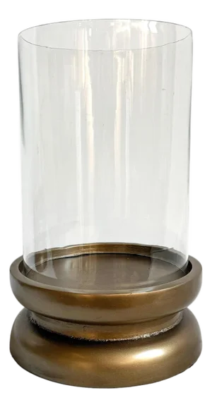 Glass & Brass Finish Candle Holder Large