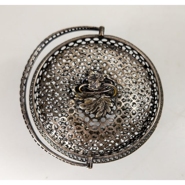 Metal 20th Century Silverplate Reticulated Openwork Decorative Basket or Candy Dish For Sale - Image 7 of 13