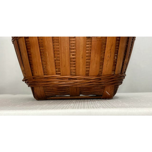 Vintage Palm Beach Coastal Tortoise Bamboo and Rattan Wastebasket For Sale - Image 4 of 9