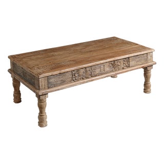 Carved Takhat Coffee Table, 1940s For Sale