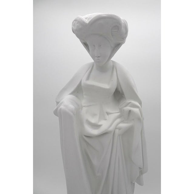 Vintage Medieval Lady Bisque Porcelain Figurine, 1970s For Sale - Image 12 of 15