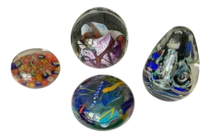 Vintage Glass Orb Murano-Style Paper Weights- Set of 4