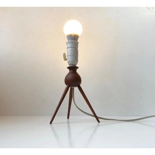 Mid-Century Modern Mid-Century Teak Tripod Table Lamp by Severin Hansen for Haslev Møbelsnedkeri, 1960s For Sale - Image 3 of 9