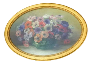 Romantic Still Life with Anemones, Early 20th Century, Oil on Canvas