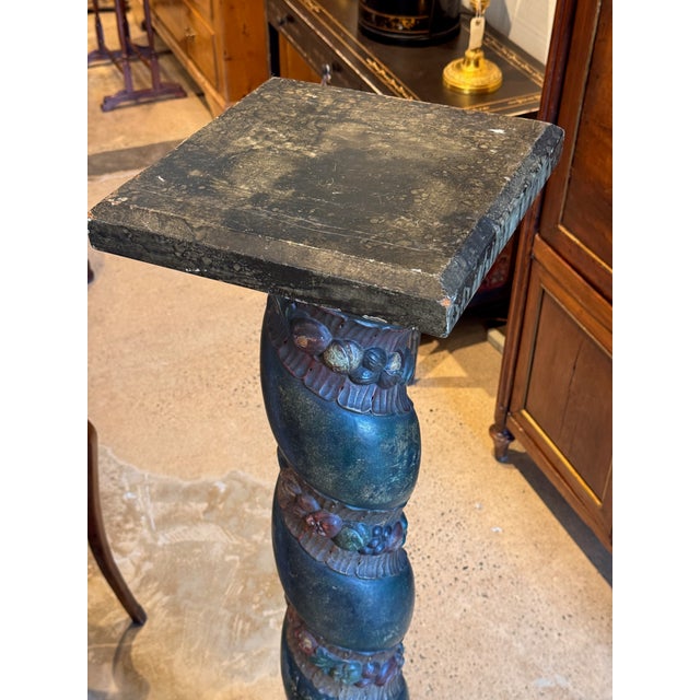 Italian Carved and Painted Column Pedestal For Sale - Image 6 of 7