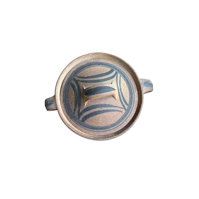 1990s 1991 Studio Art Wood Fired Pottery Lidded Bowl For Sale - Image 5 of 9