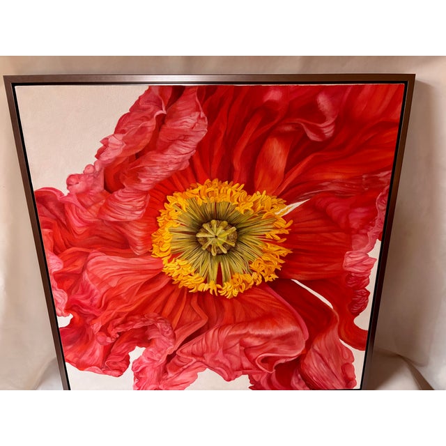 Iceland Poppy Framed Oil on Canvas by Shelly Gurton Titled "Riva" For Sale - Image 11 of 11