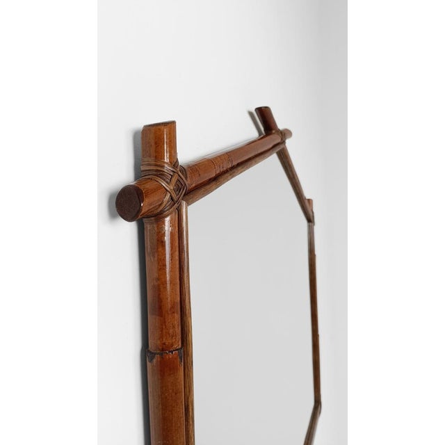 Large Vintage Tribal Mirror in Bamboo and Rattan, 1970s For Sale - Image 9 of 16