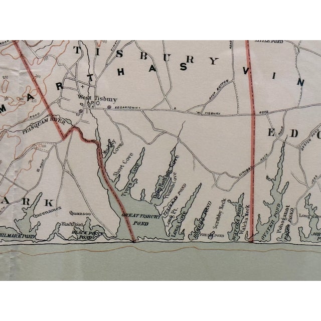 Illustration Antique 1891 George Walker Map of Martha's Vineyard, Framed For Sale - Image 3 of 12