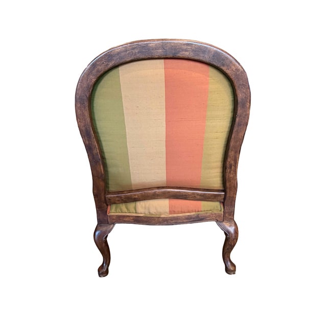 Pair of 1970s Louis XV Multi-Colored Stripe Chair For Sale - Image 4 of 7