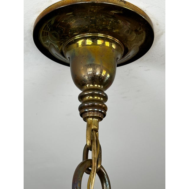 Brass Vintage 1920s Six Arm Brass Chandelier With Dolphins For Sale - Image 8 of 9