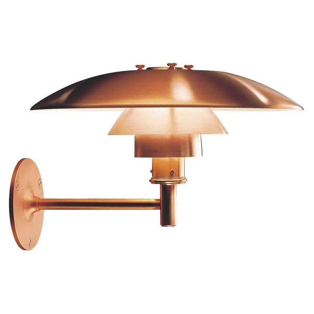 Metal Large Poul Henningsen 'Ph Wall' Outdoor Sconce for Louis Poulsen in Raw Copper For Sale - Image 7 of 11