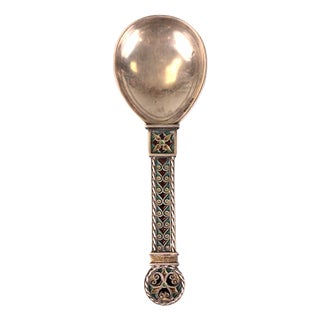 Antique Norwegian Silver and Plique-À-Jour Enamel Spoon attributed to Jacob Tostrup, 1880s For Sale