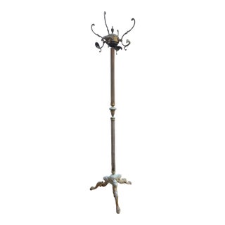 Victorian Brass Coat Rack With Lions Head Base For Sale