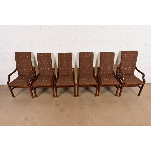 1970s Henredon Mid-Century Modern Sculpted Oak High Back Dining Chairs, Set of Six For Sale - Image 5 of 13
