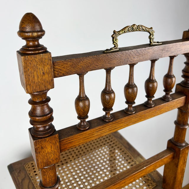 Henry II Oak Chair with Cane Seat, Rattan Carved Wood Side Chair For Sale - Image 4 of 11