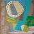 Vintage 1990 mixed media modernist abstract still life painting by American artist Joseph Rothenberg. Painting is a mixed...