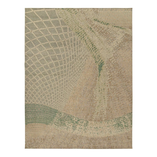 Rug & Kilim’s Dustin Rug in Cream and Green, 8x10 For Sale