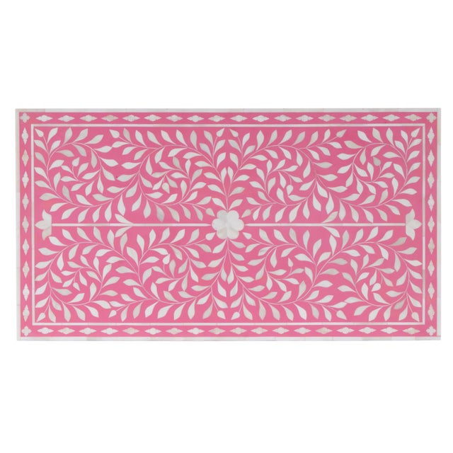 Plastic Vivienne 29 in. W Rectangular Bone Inlay 2 Drawer Accent Chest, Pink For Sale - Image 7 of 8