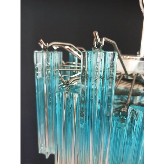 1980s Vintage Blue Murano Glass Quadriedri Ceiling Lamp, 1980s For Sale - Image 5 of 18