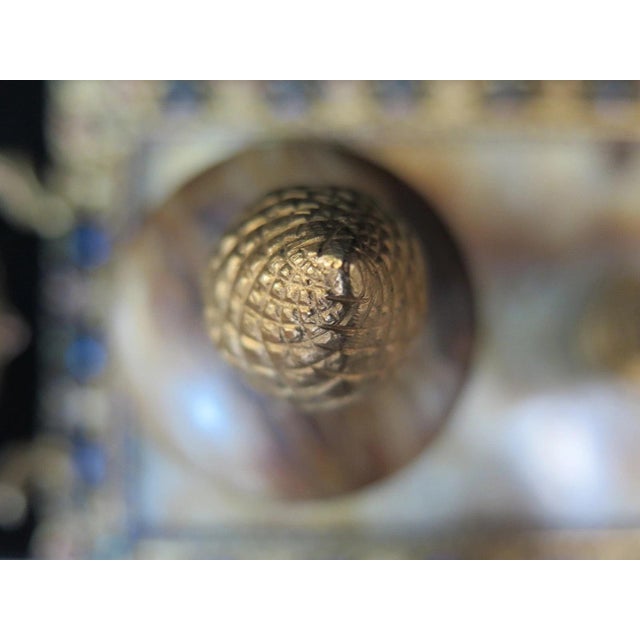 Victorian 19th Century Champleve' Marble & Bronze Double Inkwell - Set of 3 For Sale - Image 3 of 12